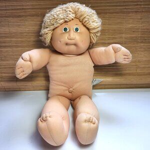 Cabbage Patch Doll Curly Yarn Blonde Hair Green Eyes Dimples Freckles 1978 1982